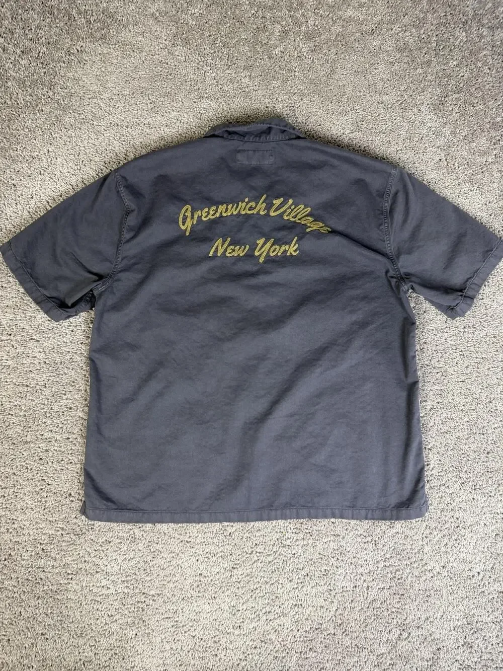 Abercrombie & Fitch Shirt Mens L Black Greenwich Village New York Embroidered